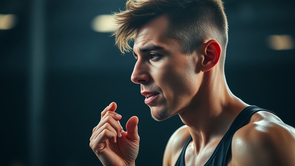 운동 세트 사이에서 호흡을 가다듬으며 다음 인터벌을 준비하는 운동선수