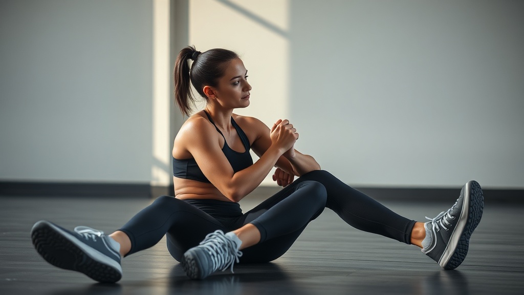 고강도 인터벌 운동 후 바닥에 앉아 호흡을 고르며 휴식을 취하는 운동인의 모습